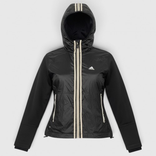 Adidas Wind Protection Mixed-Media Full-Zip Hoodie Black / Pre Owned